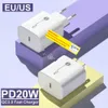 Leichtes USBC Typ C PD Wandladegerät 18W 20W Schnellladung EU US AC Netzteil für iPhone 11 12 13 14 Pro Max Android LL