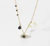 Pendant Necklaces 18K Gold Plated Stainless Steel Necklace For Women Blue Tears Zircon Eye Chokers Party Gifts7600009