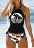 Bikinis Set Women's Summer 3D Printed Bikini Set Swimsuit Women's Sexy Badkläder Tvåbit baddräkt Loose Beach Tankini S-6xll231225