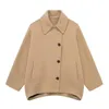 Traf 2024 Faux Wool Woman Coat Camel Oversize Coat Woman Cape Långärmning Varma vinterkvinnor Rockar Autumn Overcoat 231225