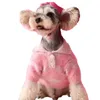 Dog Apparel Winter Cat Clothes Cute Warm Embroidery Stripe Pink Sweater For Small Yorkie Pet Clothing Coat Knitting Crochet Cloth XS-2XL