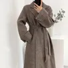 Kurtki damskie koreańskie zimowe modne temperament długi groch płaszcz elegancki elegancki kombinezon osobowości prosty zagęszczenie retro
