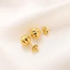 18K Amarillo Fine Gold Pendiendo perlas de bolas redondas sólidas Pencing de cartílago Pendientes New2847