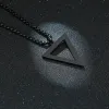 BLACK TRIANGLE NECKLACE FOR MEN 14K Gold CHAIN MENS GEOMETRIC PENDANT NECK JEWELRY