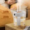 Humidificateurs Humidificateur USB 2L Humidificateur de bureau Affichage de l'humidité à faible bruit avec veilleuse Deux modes de brumisation pour les voyages en intérieur de voiture