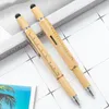 6 In 1 Bamboe Pen Multifunctionele Schroevendraaier Precisie Heerser Remklauw Balpennen Voor Telefoon Touch Stylus Niveau Meter