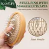 Brosse Cheveux Femme Head Massage Steel Hair Brush Mini Pocket Scalp Wood Hairbrush With Need Airbag Wide Tooth Comb 231225