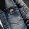 Мужские куртки осень и зимние ретро -ретро -расстроенная мотоциклетная джинсовая куртка