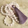 Pendenti 8mm rosa quarzo 108 perle gembo gemstone calone mala collana retrò buddismo spiritualità yoga chakra tibetan