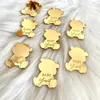 20 50 100pcs Personalized Bear Acrylic Mirror Tag Baby Shower Gift Birthday Name 231225