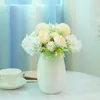 Flores decorativas de 32 cm de peônia artificial misto de buquê de casa de estar decorações de mesa de jantar decoração de casamento de seda decoração de arte floral