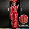 Ethnic Clothing Exquisite Beaded Sequins Embroidery Bride Wedding Dress Chinese Style Marriage Set Costume Oriental Toast