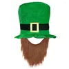 Berets St Patrick Day Celebration Beard Hat Festival Theme Party Green Cowboy Shamrockclover Top Ierse accessoires 13mc