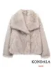 Kondala Vintage Faux Fur Surdimension Coat Fashion 2024 AUTUMNE Vestes chaudes épaisses d'hiver