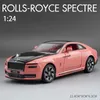 Simülasyon 1 24 Ölçekli Rulolar Royce Spectre Alaşım Modeli Ses Işık Toplu Döküm Metal Oyuncaklar Araçlar Erkek Voiture Enfant 231225