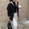 Kvinnors jackor Sydkorea chic höst- och vinternisch temperament blixtlås med stor fickdragningsrep midja smal långa ärmdäckta kvinnor