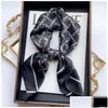 Bufandas 20estilo 7070 cm letras de diseñador impresión floral bufanda de seda diadema para mujeres moda bolso de mango largo paris shoder tote lage ri dhkmt
