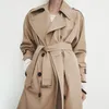 Trench Coats Femme Femmes Brown Commuter rétro Rétro classique Mid-Longser Breaker Long Coat