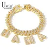 Uwin Custom SLink Miami Cuban Link con lettere baguette strass 12mm braccialetto punk hip hop gioielli bling 231225