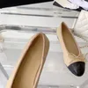 مصمم أحذية باريس ماركة العلامة التجارية مصممة أسود باليه فلاتس أحذية النساء مبطن جلدية حقيقية على راقصة الباليه الفاخرة جولة أخمص القدمين