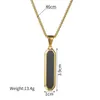 Kedjor Stylish Gold Color High-end rostfritt stål smycken Geometriska fyrkantiga män halsband Black Emamel Rectangle Pendant Collar Gift