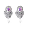 Dangle Ohrringe Kpacota Soutache Schmuck Leder Drop handgefertigt Ethnisch Boho Langer Ohrring Frauen Geschenk bunte Webenblau Purple