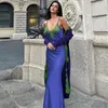 Повседневные платья Hirigin Satin Matching Color Slips Patchwork кружево элегантное сексуальное бодисокон Maxi Prom Prome Wimp