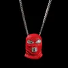 Stainless Steel Red Counter-Terrorism Mask Pendant Necklace Hip Hop Jewelry Cubic Zirconia Cuban Link Necklaces Men Women Punk Acc351j