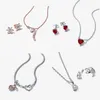 女性のためのデザイナーネックレスローズゴールドペンダント高品質の鎖骨チェーンDIYフィットパンドラME RED LOVEネックレスイヤリングセットエンゲージメントジュエリーギフト