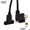 Computer Cables Connectors S 90 grader USB 3.1 Typ C Man till kvinnlig förlängning med panelmontering Skruv USB-C Förlängningstråddroppe LEVIVT OTFBW