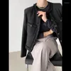 Kurtki damskie jesienne zimowe francuskie białe tweed kobiety płaszcza małe zapach Korea Chicka Casual Loose Fashion Podstawowa dama brzęczenie czarna kurtka