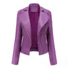 Women Leather Coat Spring Autumn Long Sleeved Faux Leather Jacket Female Punk Outwear Ladies Biker Moto Outwear Rivet