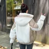 Women's Trench Coats Korean Jacket Winter Women 2023 White Sheep Fur Patchwork Fashion Cotton Padded Warm Coat Parka Outerwear