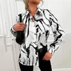 Women's Blouses Lapel Print Sexy Button Down And Tops Women V Neck Roll Up Sleeve Dressy Casual Ladies Elegant High Quality Beautiful