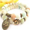 MG0791 Matte Amate Amazonite Buddha Bracciale set Bracciale di pietra naturale fatta a mano Bracciale abbinata al polso yoga Mala Gift Jewelry276C276C