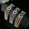 Charm Bracelets Trendy Geometry Rectangle Links Bracelet For Women Wedding Full Cubic Zircon Crystal Dubai Party Jewelry B135