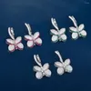 Dangle Earrings Wholesale 2023 Fashion Women Cute Butterfly Long Drop Crystal 925 Sterling Silver Sweet Jewelry Gifts