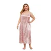 Casual klänningar Kvinna Satin Nightgown Fat Lady Spaghetti Strap Night Dress