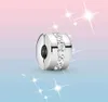 Perline 925 Sterling Clear CZ Row Clip Charm adatto al braccialetto originale P Charms Gioielli in argento fai da te5285109