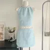 Vestidos de trabalho verão pequeno perfumado moda sexy halter pérola cristal colete topos mini saias tweed conjunto de duas peças roupas femininas