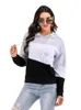 Women's Hoodies JIM & NORA Elegant Casual Patchwork Fashion Korean Retro Sports Hoodie Temperament Striped Vintage Pullover