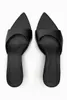 Dress Shoes TraF 2023 Zomer Silvery Black Pumps Hakken voor vrouwen Elegante puntige teen sexy sandalen stiletto fenale Party Slingbacks