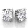 4CT 14K الذهب الأبيض جولة مختبر أنشأت أقراط الماس سلة Solitaire Studs185U