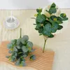 Decorative Flowers Artificial Eucalyptus Leaf Green Planting Wall Wedding Flower Arrangement 5-Fork Simulated Money