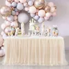 183Cm77Cm Round Square Table Skirt Tulle Tutu Skirts el Supplies For Wedding Kids Girl Birthday Party Decor 231225