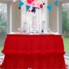 White Tulle Tutu Table Skirt Tablecloth Registration Rectangular Birthday Party Christmas Decoration Easy Install 231225