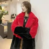 Pluxh Winter Coats Mulheres Lapel Lapel Faux Fur Jacket