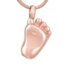 IJD8041 Baby Foot Shape rostfritt stål Kremation Keepsaken hänge för Hold Ashes Urn Necklace Human Memorial Jewelry249p