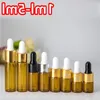 Piccolo vetro marrone 1 ml 2 ml 3 ml 5 ml Fials e-liquid bottiglia di gocce in vetro campione di olio essenziale olio essenziale bottiglia e-juice 2000pcs/lotto kcisv