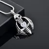 IJD9793 Skull Stainless Steel Cremation Pendant Necklace Heart Crystal Ashes Keepsake Urn Necklace Memory Jewelry246T